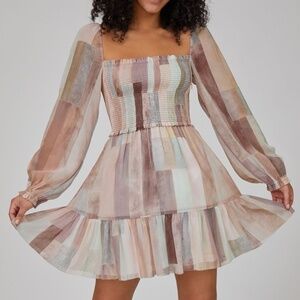 Aritzia Wilfred Tempest Dress in in Heirloom Pink/Sage Frost